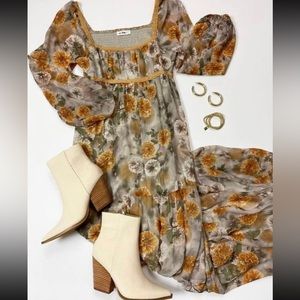 Morning Fog Floral Drop Maxi Dress